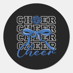 Cheerleading-Jubel Blau Kokette Schleife Cheerlead Runder Aufkleber