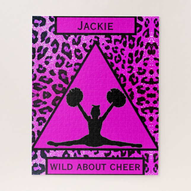 Cheerleading Leopard Wild über Cheer Puzzle (Vertikal)