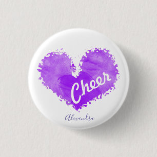 Cheerleading lila Herzknopf Button