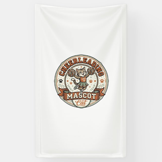 Cheerleading-Maskottchen Katze Cheerleading-Maskot Banner (Vertikal)
