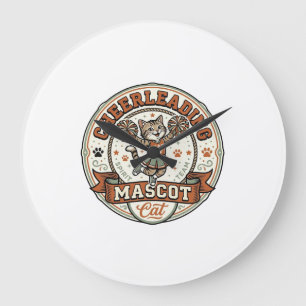 Cheerleading-Maskottchen Katze Cheerleading-Maskot Große Wanduhr