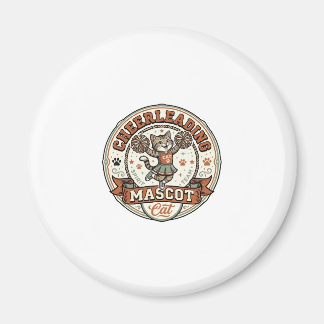 Cheerleading-Maskottchen Katze Cheerleading-Maskot Magnet (Vorne)