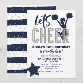 Cheerleading Navy und Silver Cheerday Einladung