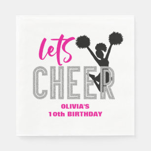 Cheerleading Pink Silber Schwarz Cheer Geburtstag Serviette