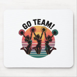 Cheerleading-Team Retro-Sonnenuntergang-Pom-Pom-Sp Mousepad