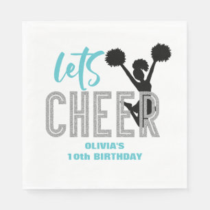 Cheerleading Türkis Silber Schwarz Cheer Geburtsta Serviette