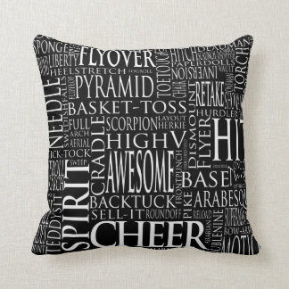 Cheerleading Wort-Wolken-Kissen in Schwarzem u. im Kissen
