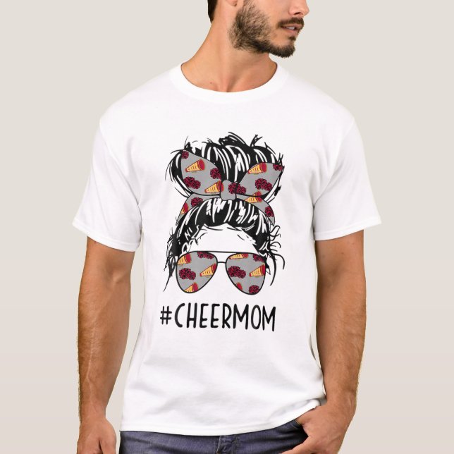 CheerMom Cheer Mama Cheerleader Mama Messy Bun Mot T-Shirt (Vorderseite)