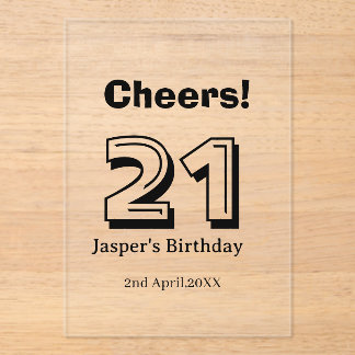 Cheers 21 birthday bold letter name boy man gifts  acryleinladungen