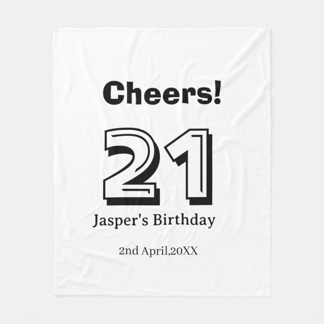 Cheers 21 birthday bold letter name boy man gifts  fleecedecke (Vorderseite)