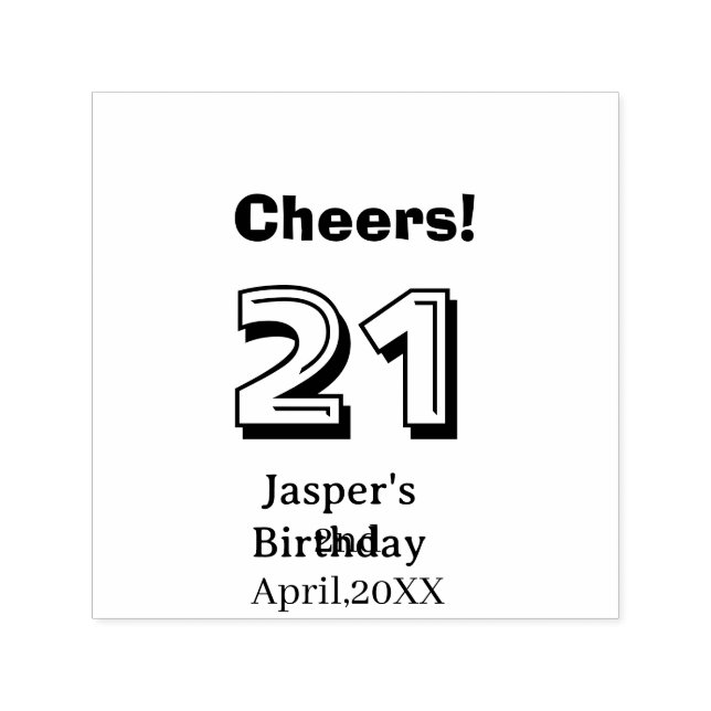 Cheers 21 birthday bold letter name boy man gifts  permastempel (Design)