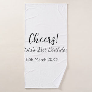 Cheers 21. Geburtstag hinzufügen Namensdatum einfa Badehandtuch