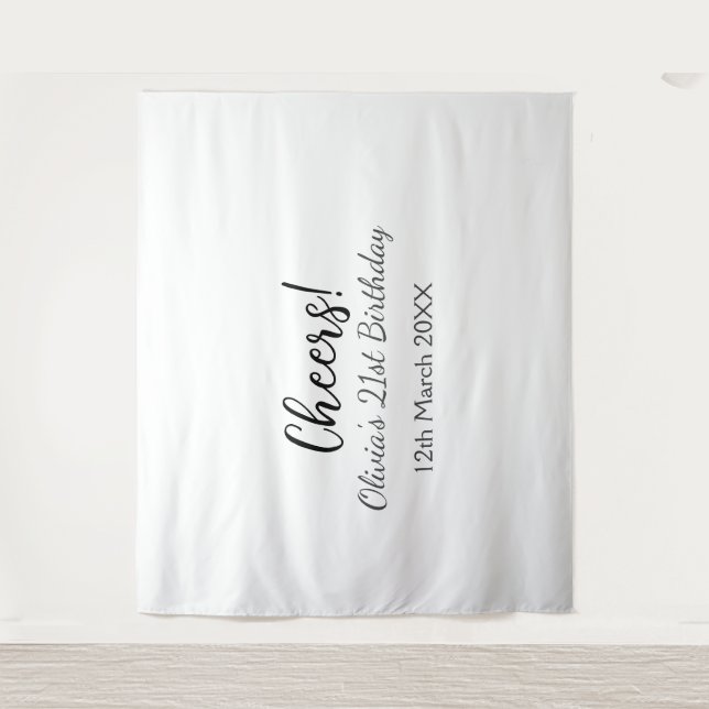 Cheers 21. Geburtstag hinzufügen Namensdatum einfa Wandteppich (Vorderseite)