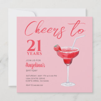 Cheers 21. Geburtstag Rosa Einladung