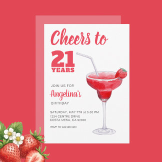 Cheers 21. Geburtstag Rosa Einladung