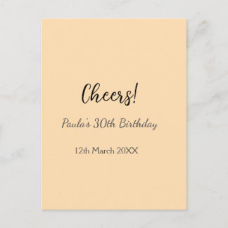 Cheers 30. Geburtstag Name Datum einfach minimal  Postkarte