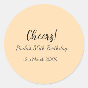 Cheers 30. Geburtstag Name Datum einfach minimal Runder Aufkleber