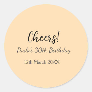 Cheers 30. Geburtstag Name Datum einfach minimal  Runder Aufkleber