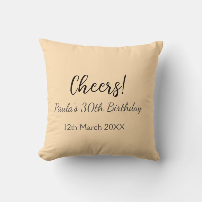 Cheers 30th birthday add name date simple minimal  kissen (Vorderseite)