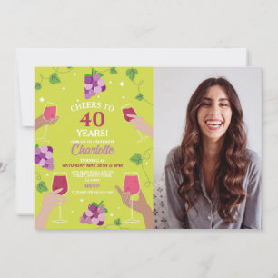 Cheers 40. Geburtstag Weinverkostung Party Foto Einladung