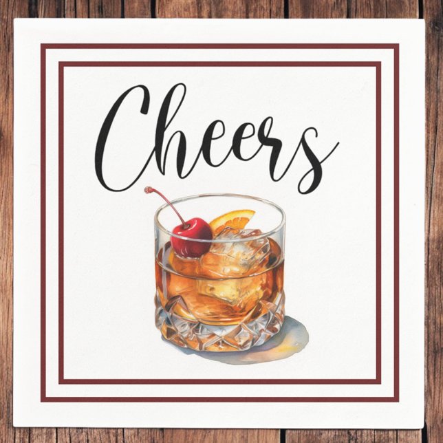 Cheers altmodische Script Border Serviette (Von Creator hochgeladen)