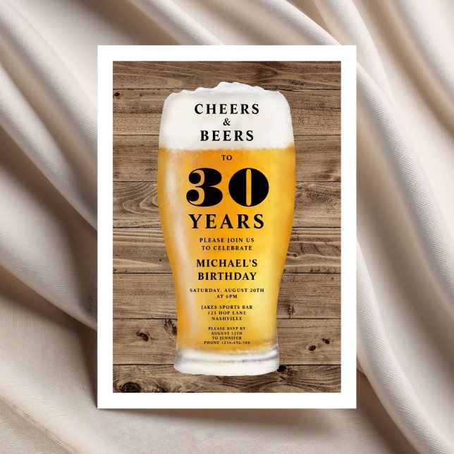 Cheers And Beers 30th Birthday Einladung (Cheers And Beers 30th Birthday Invitation)