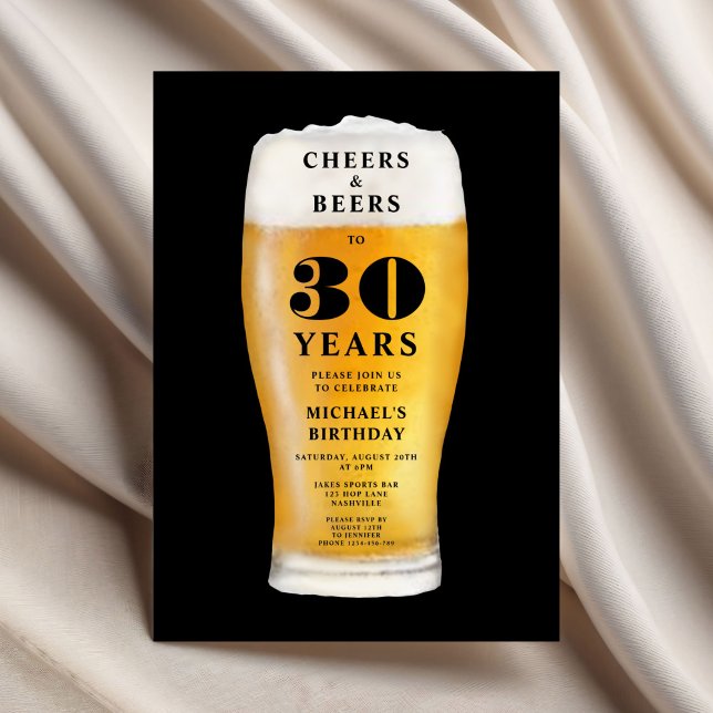 Cheers And Beers 30th Birthday Einladung (Cheers And Beers 30th Birthday Invitation)
