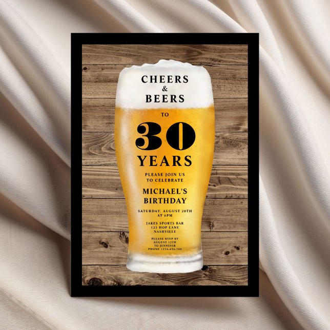Cheers And Beers 30th Birthday Einladung (Cheers And Beers 30th Birthday Invitation)