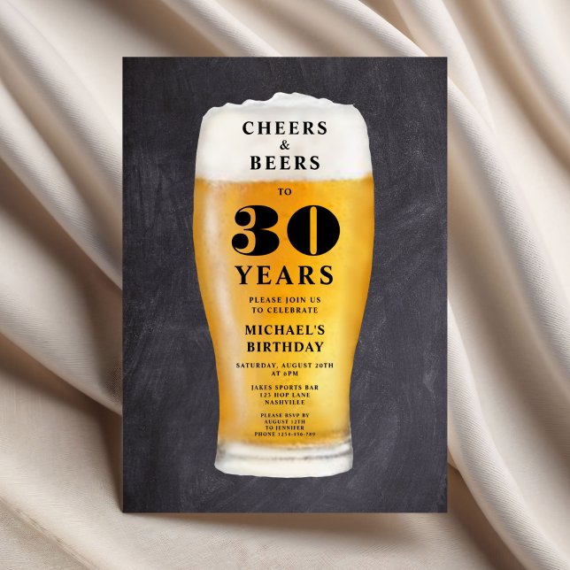 Cheers And Beers 30th Birthday Einladung (Cheers And Beers 30th Birthday Invitation)