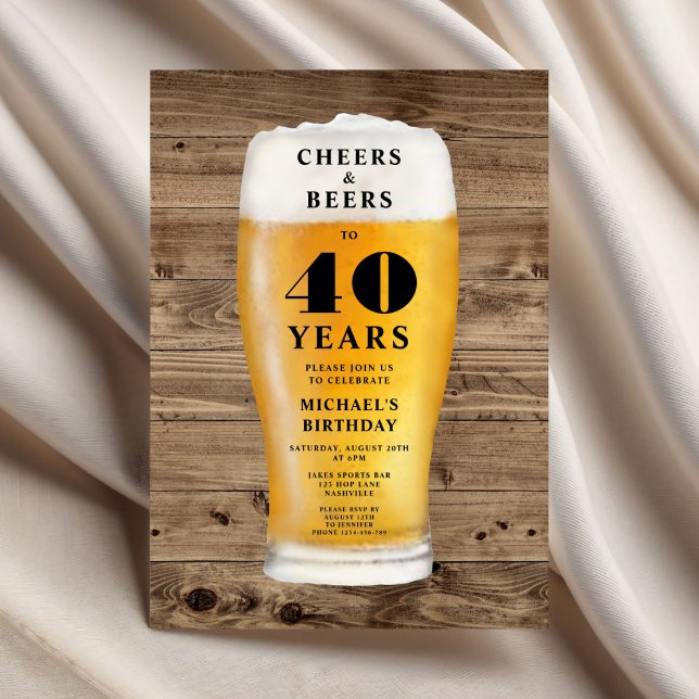 Cheers And Beers 40. Geburtstag Einladung (Cheers And Beers 40th Birthday Invitation)