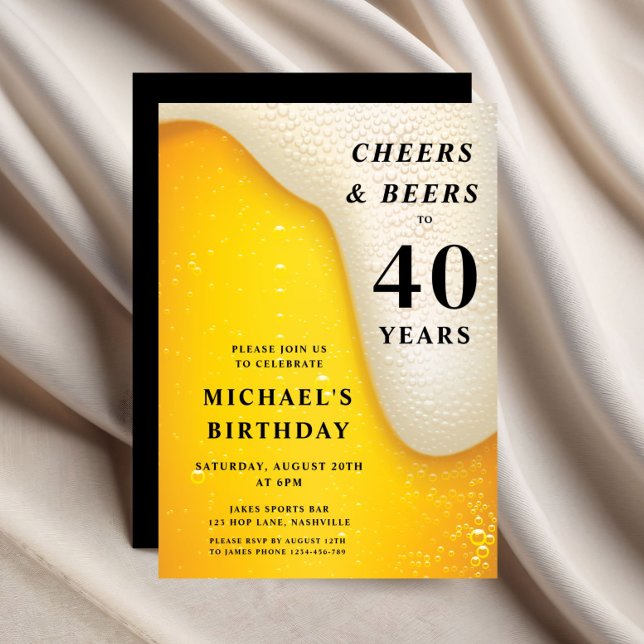 Cheers And Beers 40. Geburtstag Einladung (Cheers And Beers 40th Birthday Invitation)