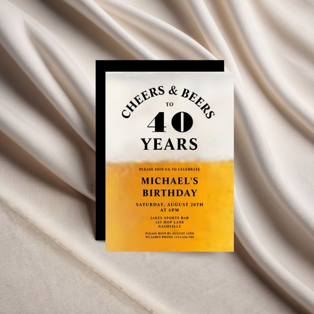 Cheers And Beers 40th Birthday Einladung (Cheers And Beers 40th Birthday Invitation)