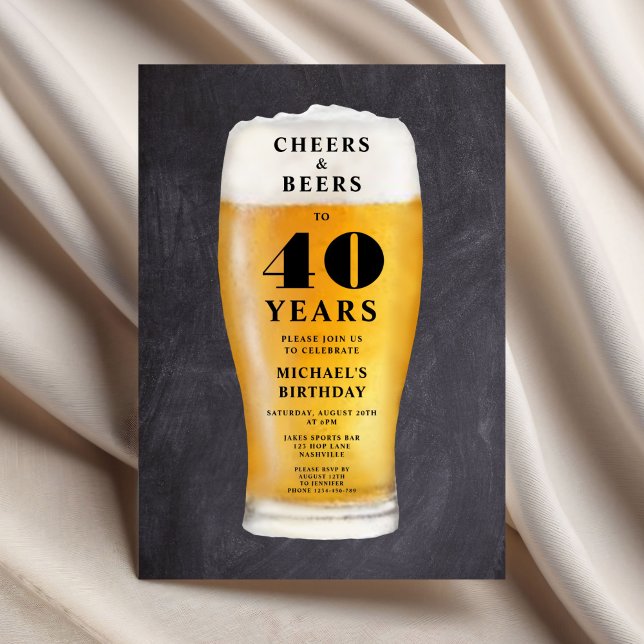Cheers And Beers 40th Birthday Einladung (Cheers And Beers 40th Birthday Invitation)