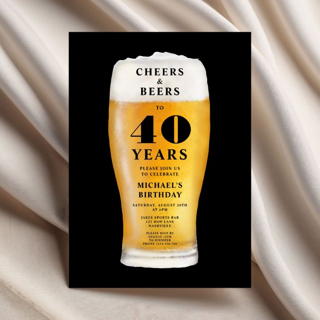 Cheers And Beers 40th Birthday Einladung (Cheers And Beers 40th Birthday Invitation)