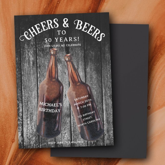 Cheers and Beers 50th Beer Birthday Party Einladung (Cheers and Beers 50th Beer Birthday Party Invitation)