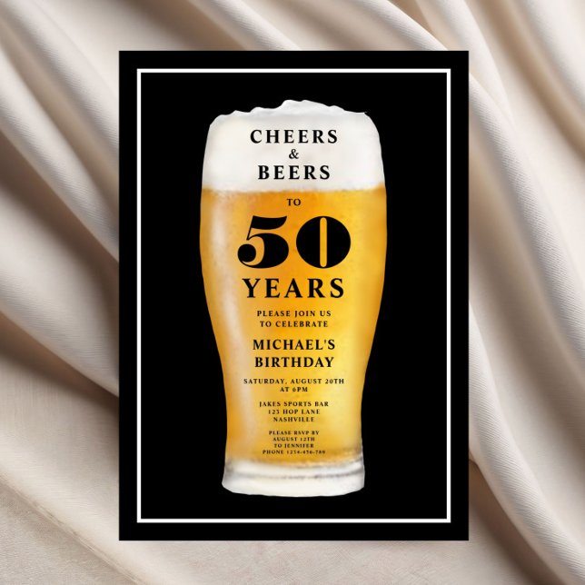 Cheers And Beers 50th Birthday Einladung (Cheers And Beers 50th Birthday Invitation)