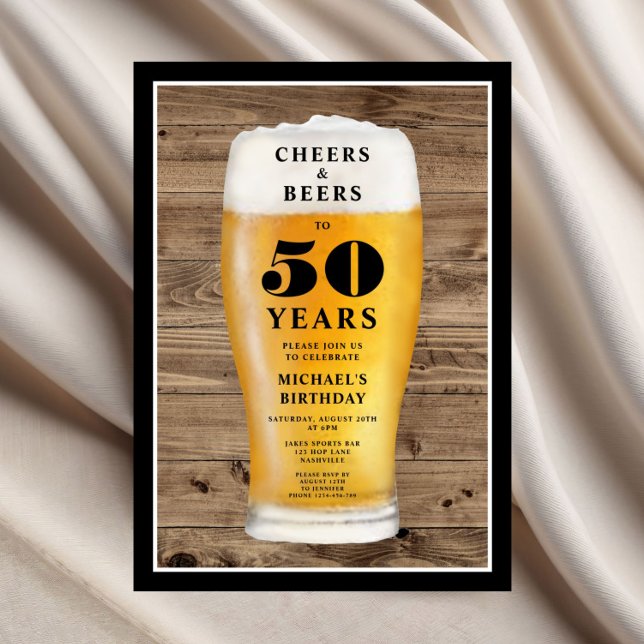Cheers And Beers 50th Birthday Einladung (Cheers And Beers 50th Birthday Invitation)