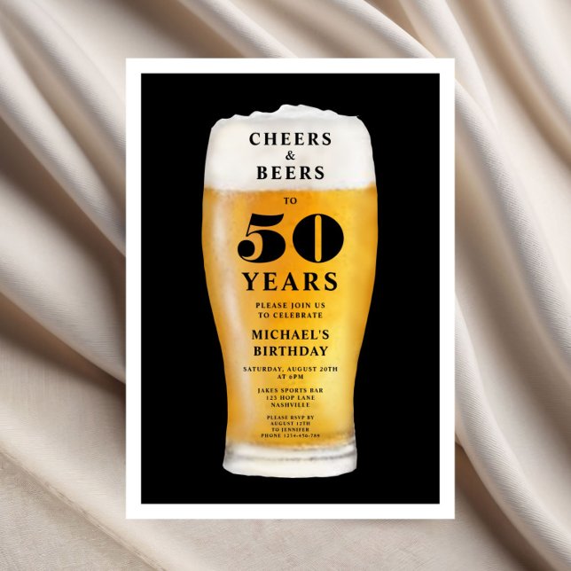 Cheers And Beers 50th Birthday Einladung (Cheers And Beers 50th Birthday Invitation)