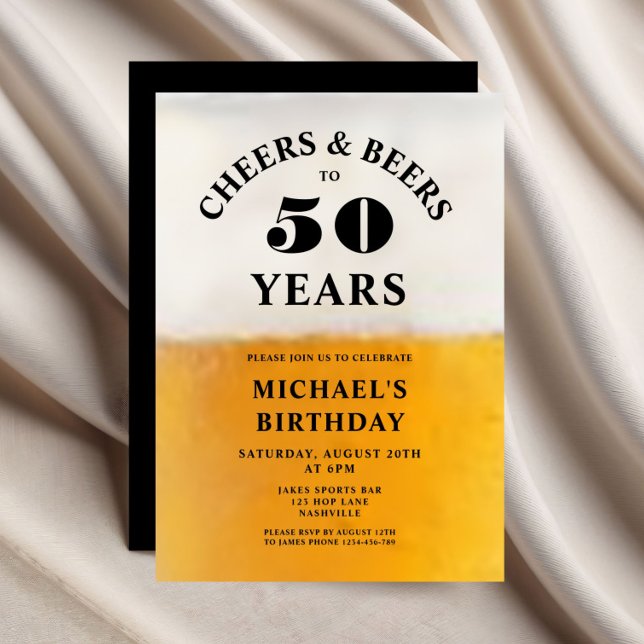 Cheers And Beers 50th Birthday Einladung (Cheers And Beers 50th Birthday Invitation)