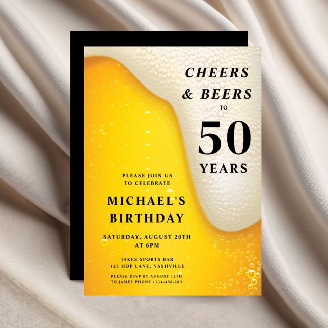 Cheers And Beers 50th Birthday Einladung (Cheers And Beers 50th Birthday Invitation)