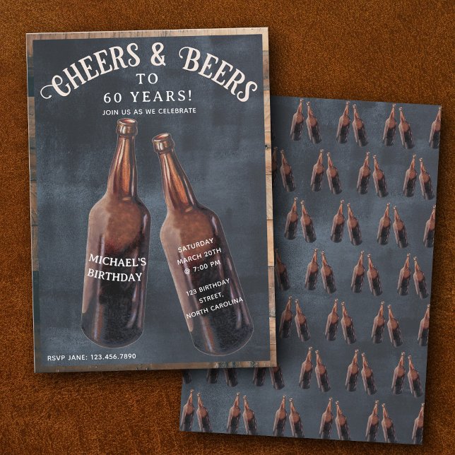 Cheers and Beers 60th Beer Birthday Party Einladung (Cheers and Beers 60th Beer Birthday Party Invitation)