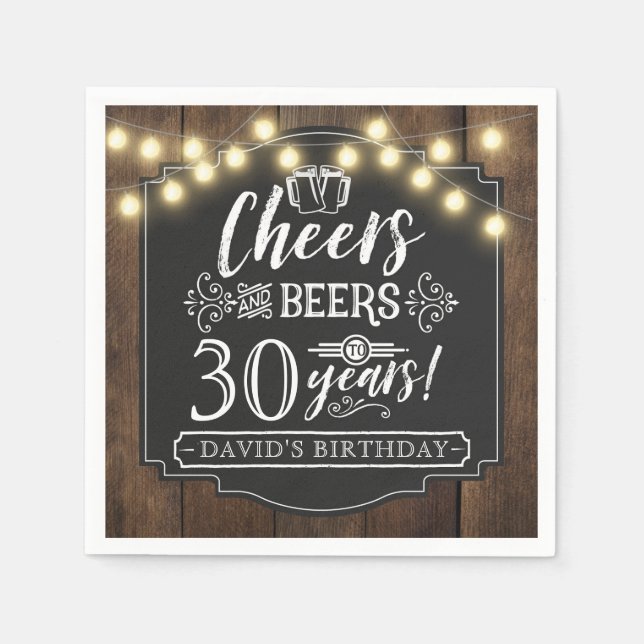 Cheers and Beers Birthday Party Decor Napkins Serviette (Vorderseite)