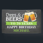 Cheers and Beers Happy 70th Birthday Banner Green<br><div class="desc">Cheers and Beers Happy 70th Birthday Banner Green. For further customization,  please click the "Customize it" button and use our design tool to modify this template.</div>