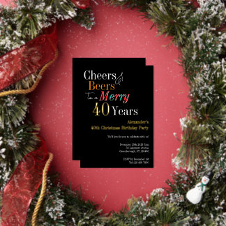 Cheers and Beers Merry 40th Christmas Birthday Folieneinladung