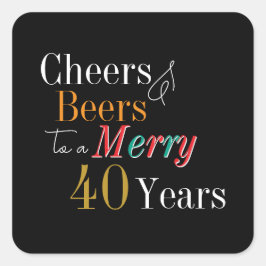 Cheers and Beers Merry 40th Christmas Birthday Quadratischer Aufkleber