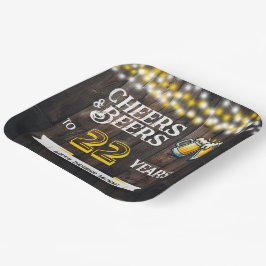 Cheers and Beers to 22 Years Rustic Birthday Pappteller