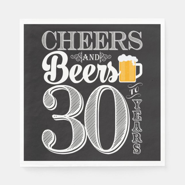 Cheers and Beers to 30 Years Luncheon Napkins Serviette (Vorderseite)