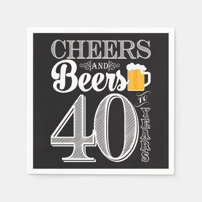 Cheers and Beers to 40 Years Cocktail Napkins Serviette (Vorderseite)