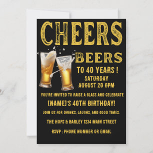 Cheers and Beers to 40 Years Funny Birthday Einladung