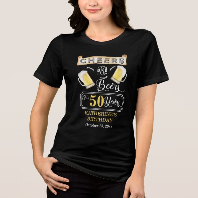 Cheers and Beers to 50 Years Birthday Party T-Shir Tri-Blend Shirt (Vorderseite)